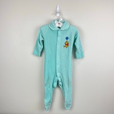 Vintage Winnie the Pooh Footie Pajama Sleeper Green Medium Baby Boy Girl