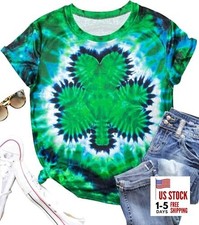 St Patricks Day Shirt Women: Lucky Shamrock Tshirt Saint Large Bleach-green