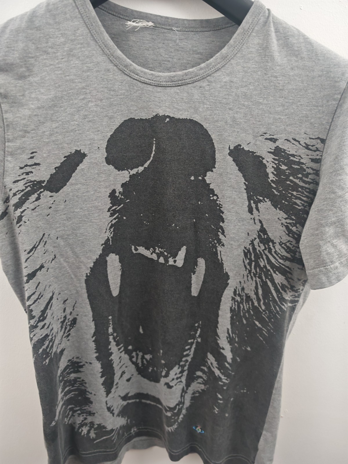 Vivienne Westwood Men's Grey Bear Print T-Shirt Graphic Orb Logo Medium image 5