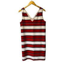 Mango Orange Striped Sleeveless Shift Dress Size 4