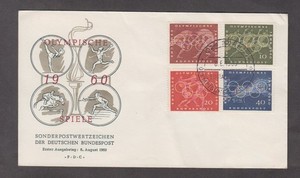 Germany 1960. FDC. Olympic Games in Rome. Gymnastics, Track and Field, Fencing