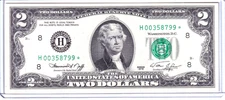 1976 $2 Federal Reserve Note St Louis **STAR** Uncirculated #H00358799*