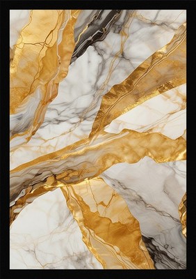 Nostalgisches Marmor Muster Gold Adern gerahmt Wandbild Poster Leinwanddruck Bild