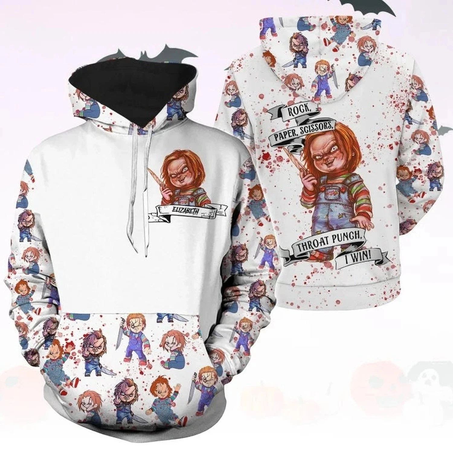 Chucky Doll Hoodie, Horror Movie 3D Hoodie For Halloween