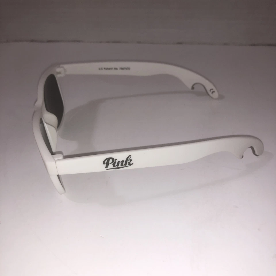 Victoria's Secret PINK Bottle Opener Plastic White Frame and Lenses Sunglasses - Image 2 of 4