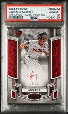 2024 Topps Tier One Break Out Auto Auto-Red Foil Jackson Merrill /25 PSA 10
