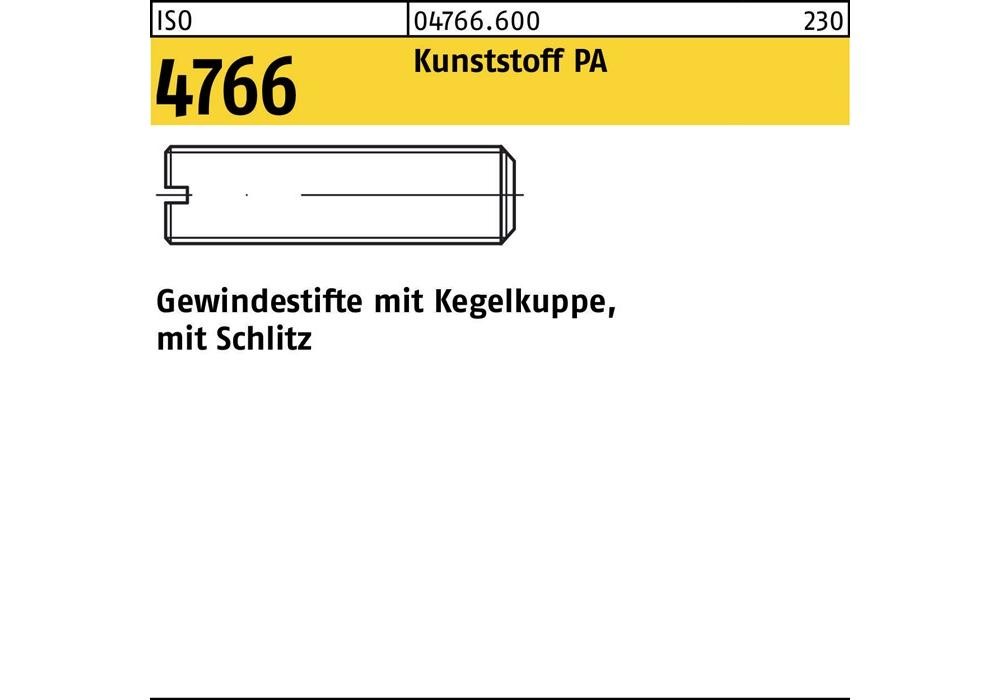 Reyher Gewindestift ISO 4766 m.Полиамид Kegelkuppe/Schlitz M 8 x 10