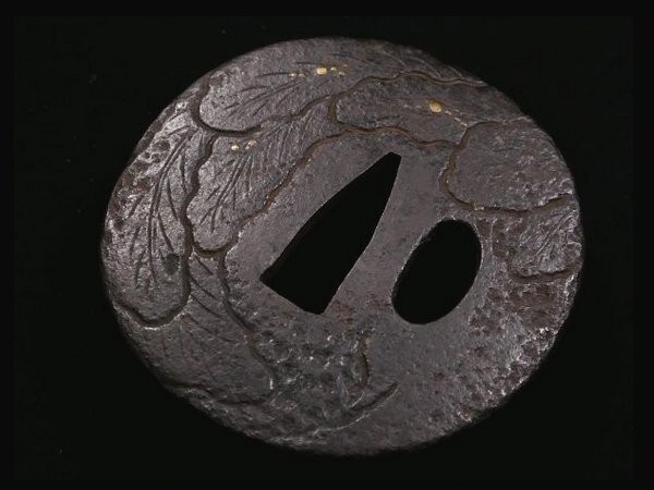 Antique Twin-root Radish Iron Tsuba Japanese Samurai Katana SwordGuard fromJapan