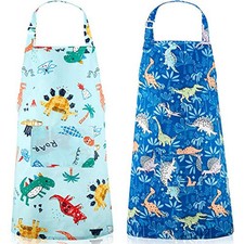 Geyoga 2 Pcs Tablier Dinosaure Enfant avec Poche pour Garçons Filles Cuisine