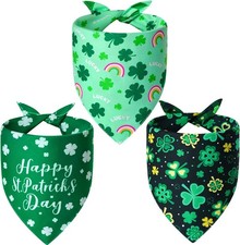 St. Patrick's Day Dog Bandanas XLarge 3PCS, 6 Pattern Green Scarf for Boy and Gi