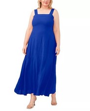 Vince Camuto Plus Size Smocked Back Tiered Sleeveless Maxi Dress 3X Cobalt Blue