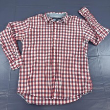 Tommy Hilfiger Shirt Mens XL Red Blue Check Button Down Long Sleeve Classic Fit