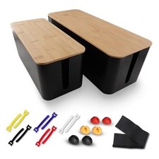 Cord Management Box Set   2 Pack Cable Organizer Box to Hide Cords and Power