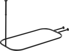 Shower Curtain Rod Hoop Square Shape Bathroom Heavy Duty No Rust Oval Shower Rod