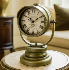 Standuhr Scheinwerfer Oldtimer Retro Tischuhr Metall Kaminuhr Uhr Shabby MU639