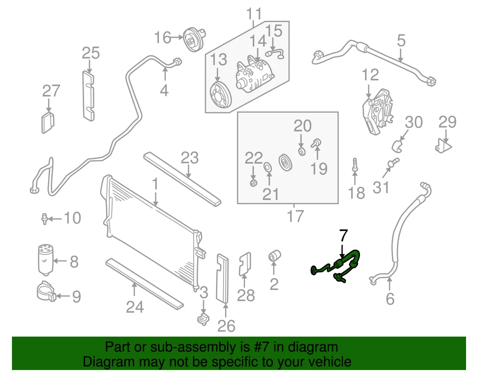 Оригинальный боковой разгрузочный шланг для кондиционера Nissan 00-02 Frontier Xterra 92490-7B412 - Изображение 3 из 3