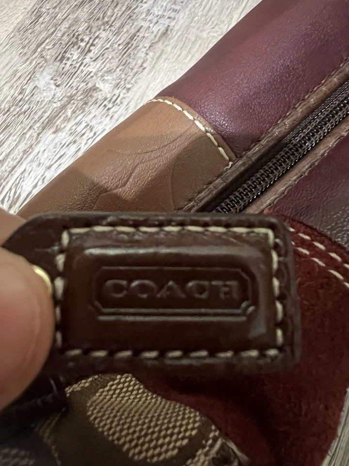 Coach Holiday Patchwork Demi Hobo Handbag Suede Signature Small Mini Purse Y2K - Image 4 of 4