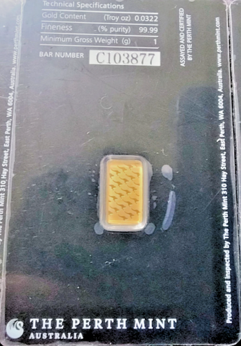 1g Gold Perth Mint Australia Bar CoA 0.9999 - Picture 2 of 2