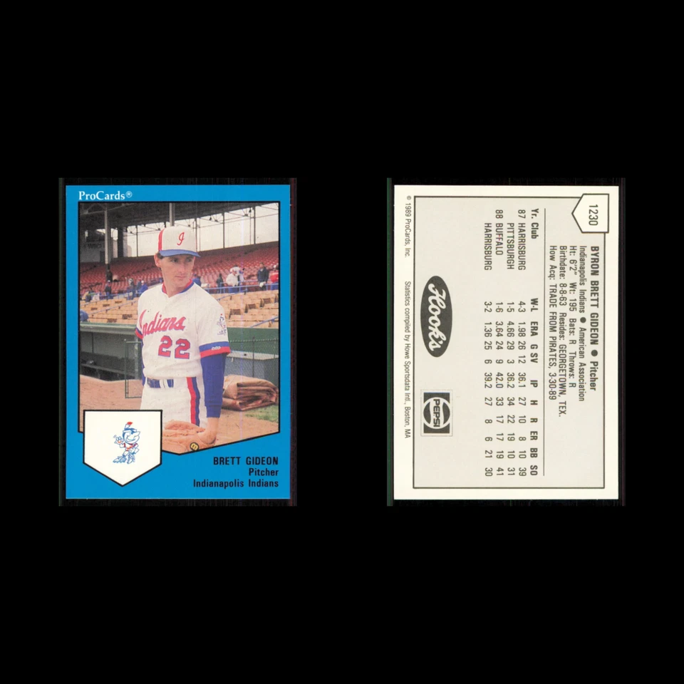 Brett Gideon #1230 1989 ProCards Minor League Team Sets Indianapolis Indians MLB - Image 3 of 3