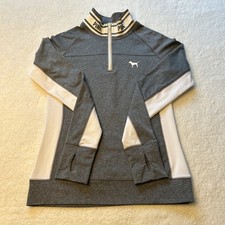 Pink Ultimate 1/4 Zip Pull-Over Sz Small Heathered Gray w White Logo