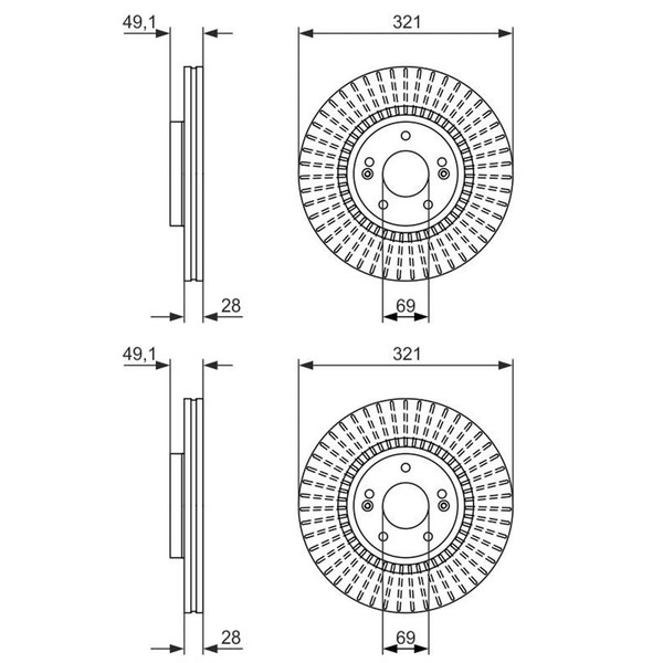 2X Bosch Bremsscheiben Ø321Mm Vorne Passend FÜR Hyundai Grand Santa KIA Sorento-image