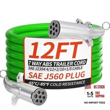 7 Way Trailer Cord 12 FT ABS Heavey Duty, Flexible -85 F Cold Resistance