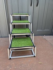 Dog Stairs Portable Folding Car Ramp 200 lbs 4 Steps with Artificial Turf Grass