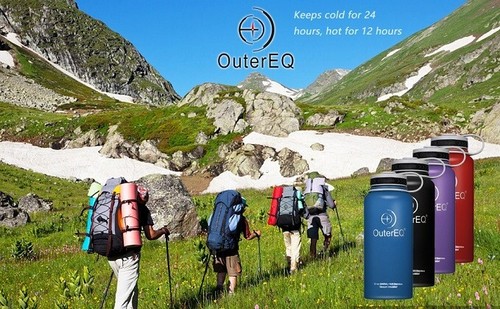 Outer EQ 32 oz stainless steel insulated water bottle- Blue - Picture 3 of 3