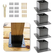 4 x 4 Post Anchor Post Base Black Powder-Coated Bracket for Deck Supports 4pcs