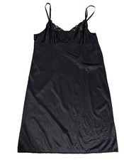 Vintage Vassarette 10-805 Full Slip 28" 42/48 Lace Trim Sissy Lingerie Black