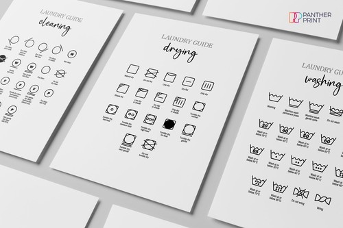Laundry Symbols Guide Wall Poster Signs Prints Set of 3 Care Guide Instructions - Picture 3 of 7