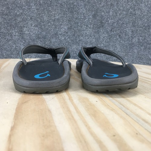 Olukai Sandals Youth 3 Flip Flops Thong Beach Flats Grey Blue Casual Toe Post - Picture 8 of 16