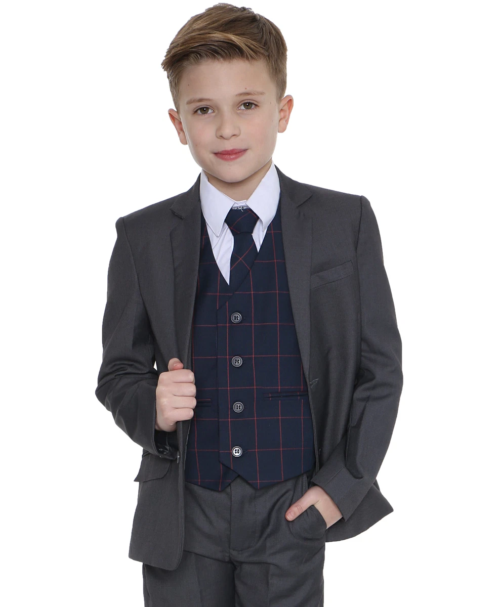 Boys Suits Boys Check Suits Page Boy Wedding Prom Formal Suit Boys Grey Suit C