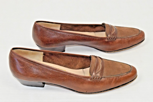 Vintage Leather Loafers Salvatore Ferragamo Size 6.5 60s 2 Tone Brown Made Italy - Picture 4 of 8