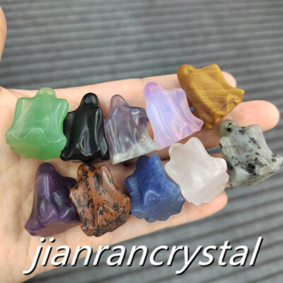 5pcs Mix Natural Quartz Ghost Carved Crystal Skull Mini Crystal Figurine Healing