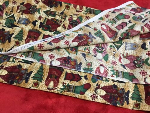 Debbie Mumm Christmas Fabric Santa Birdhouse Tree Crow almost a yard Cotton - Picture 3 of 6