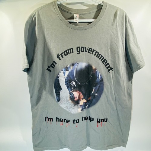FUNNY I’m From The Government I’m Here To Help You T-Shirt Sz Large ANVIL Cotton