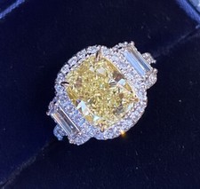 Halo Wedding Women's Ring 925 Sterling Silver 2.26Ct Cushion Lab-Created Citrine