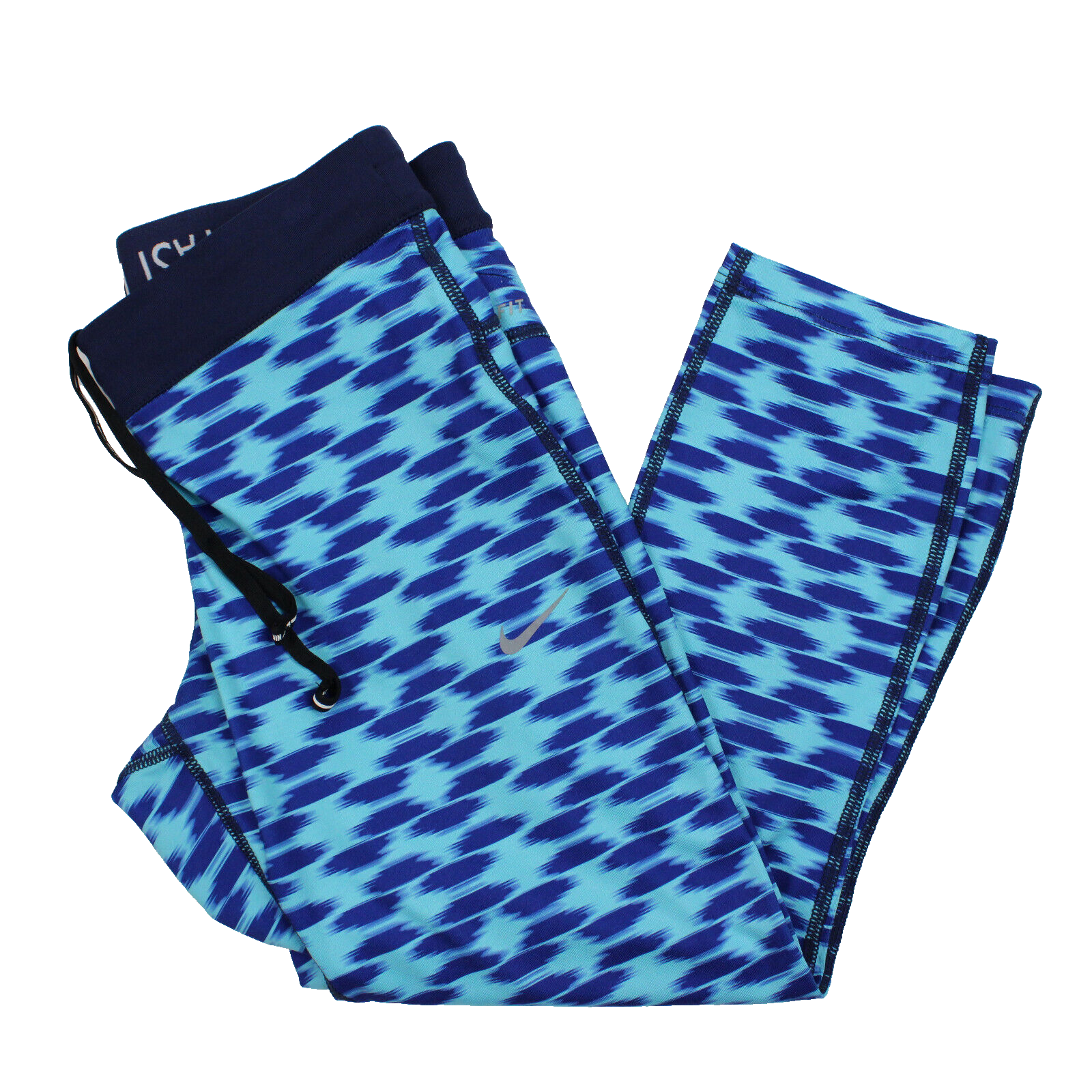 Nike Dri Fit Leggings Cropped Donna Taglia S Blu con Tasca Zip