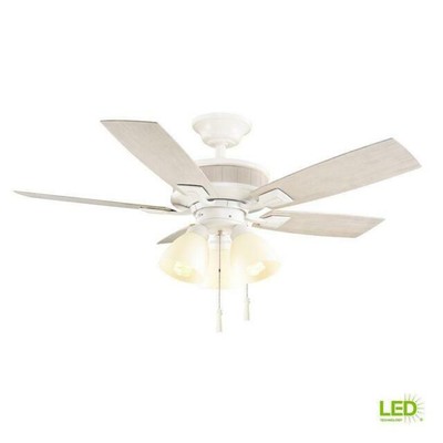 Hampton Bay Led 42 Inc Indoor Matte White Ceiling Fan Light Bulb