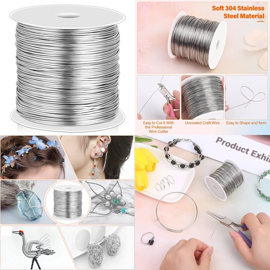 20 Gauge Stainless Steel Wire for Jewelry Making, Bailing Wire Snare Wire