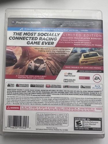 Need for Speed: Most Wanted -- Limited Edition (Sony PlayStation 3, 2012) - Picture 2 of 3
