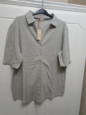 Damen Shirt White Stuff Größe 14 Rosie Rib Grau SS Bequem Top UVP 39 