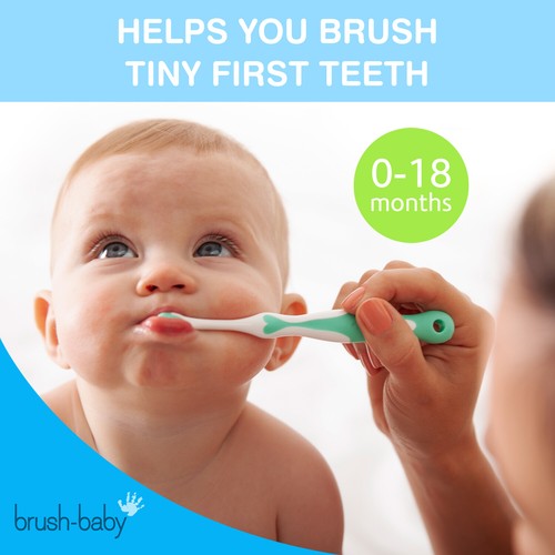 Brush Baby FirstBrush Toothbrush for Babies & Toddlers Blue 2 Pack - Picture 5 of 15