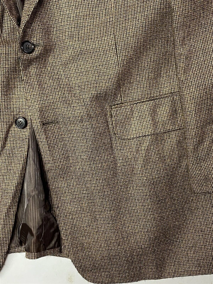 Blazer Traje Chaqueta Abrigo Deportivo Alan River 44L Marrón A Cuadros Lana de Cordero Cachemira Foto 3 de 4