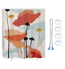 Bathroom Shower Curtain Waterproof Curtain Durable Fabric with 12 Hooks