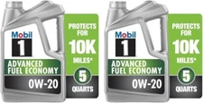 2 Pack - Mobil 1 Advanced Fuel Economy Full Synthetic Motor Oil 0W-20, 5 Quart