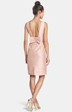 ALFRED SUNG Pearl Pink ASD522 Boatneck Open Back Bow Pockets Cocktail Dress 12
