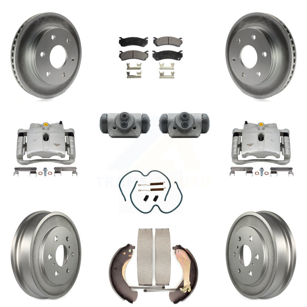 Front Rear Brake Caliper Rotor Drum Ceramic Pad Shoe Cylinder Kit for 1500 Models