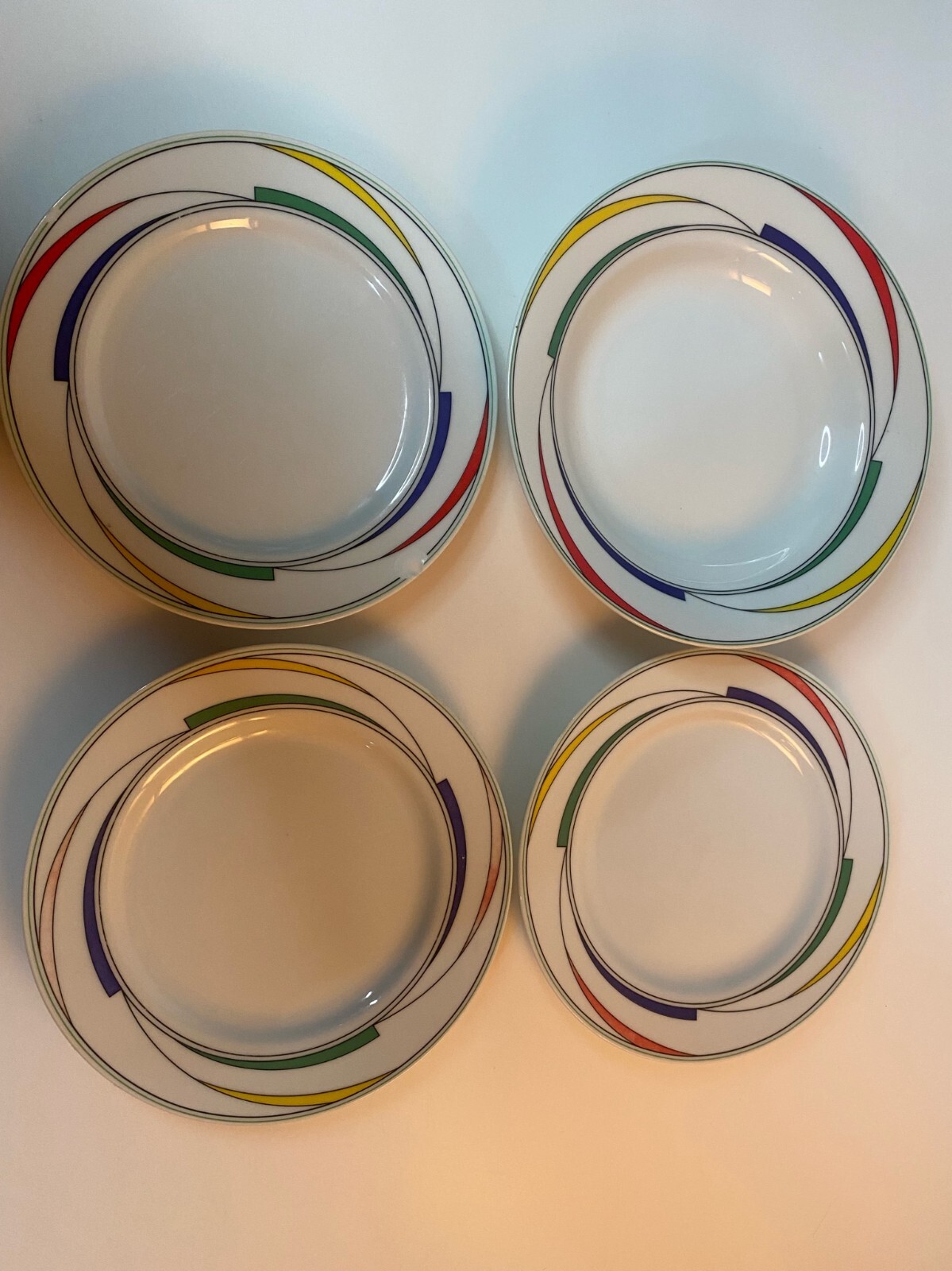 Rhythm international flash 3 salads plate and 1 bowl - abstract rainbow pattern